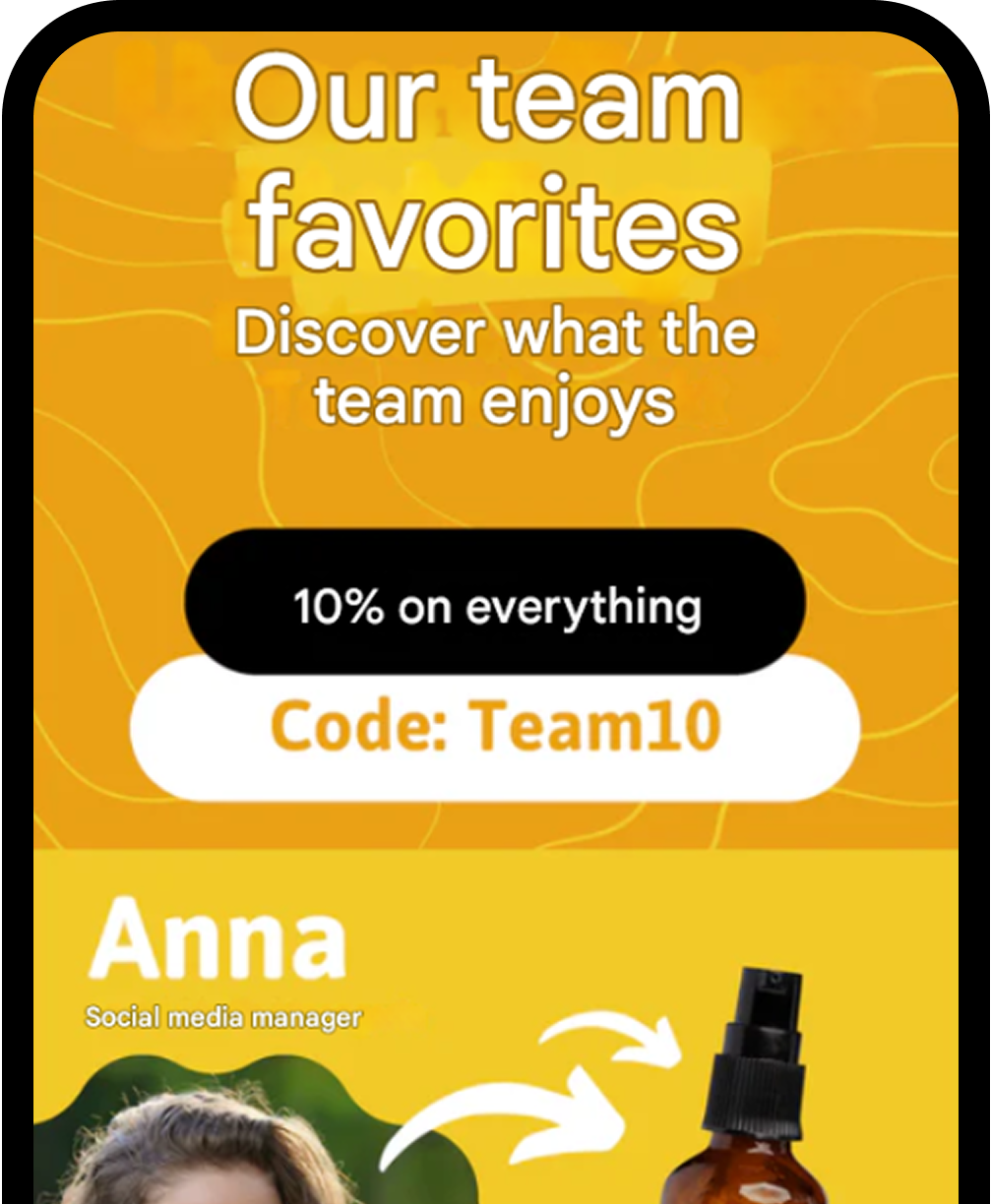 Team favorites e-mail campaign